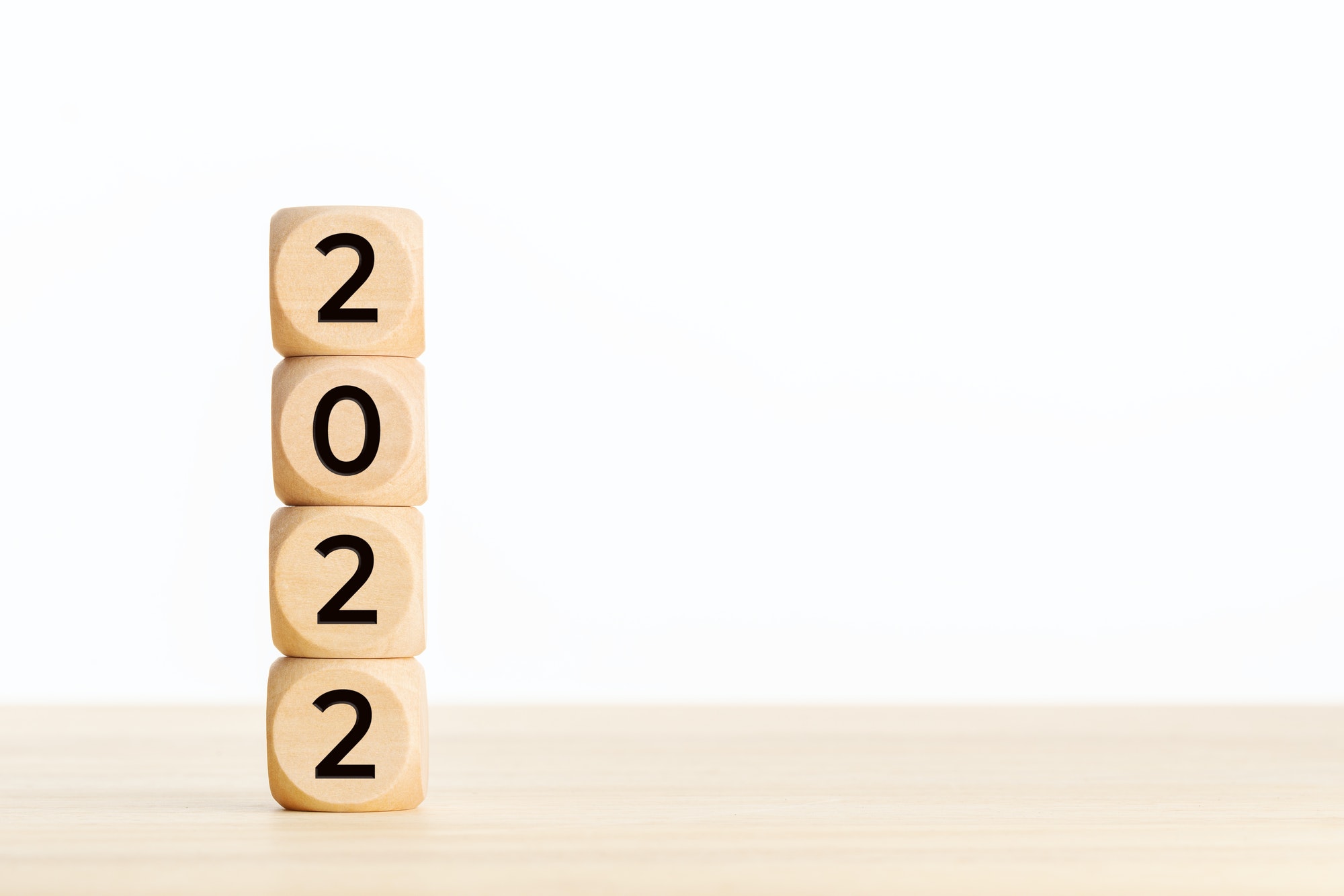 Wooden Blocks With number 2022. New year concept
